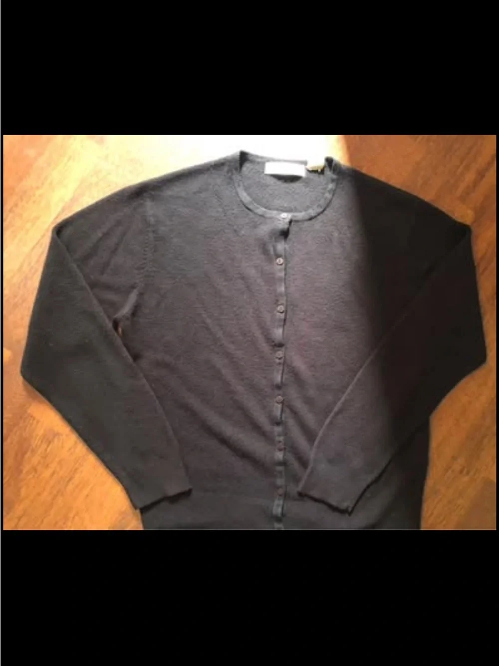 Carolyn Taylor Classic Black Crewneck Button-Front Sweater Cardigan
